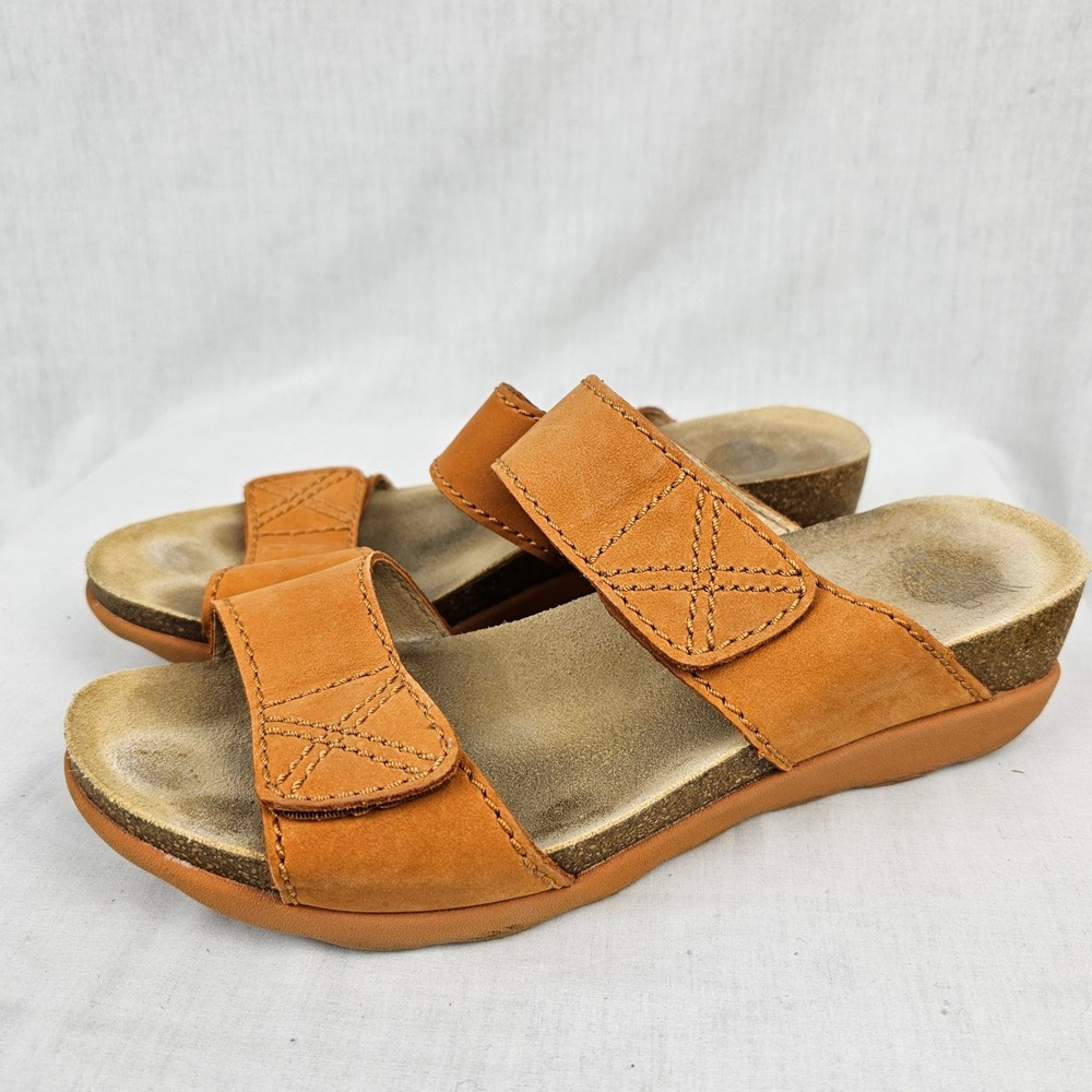 Dansko Women's Maddy Leather Nubuck Orange Milled Cork Wedge Slide Sandal‎ US 9